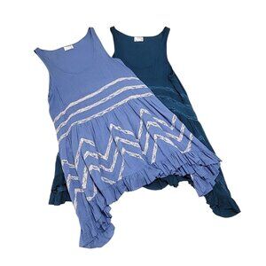 Intimately Free People Trapeze Voile and Lace Slip Dress Teal & Soft Blue Size X